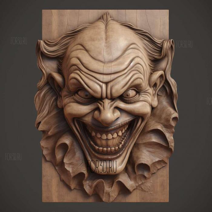 Joker grinning 1 stl model for CNC